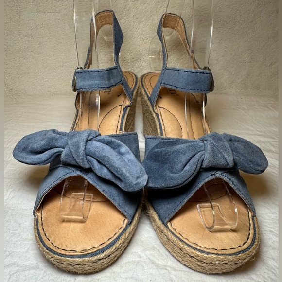 Born womens sandals espadrille suede leather‎ blue bow detail comfortable cute 7 - Picture 5 of 10